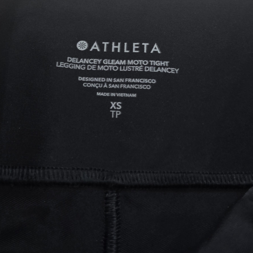 NEW Athleta Womens Delancey Gleam Moto Tight Leggings Faux Leather - Picture 15 of 15